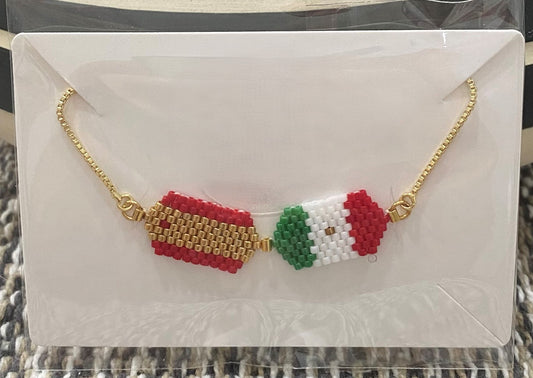 Double Country Miyuki Bead Adjustable Bracelet Flags.