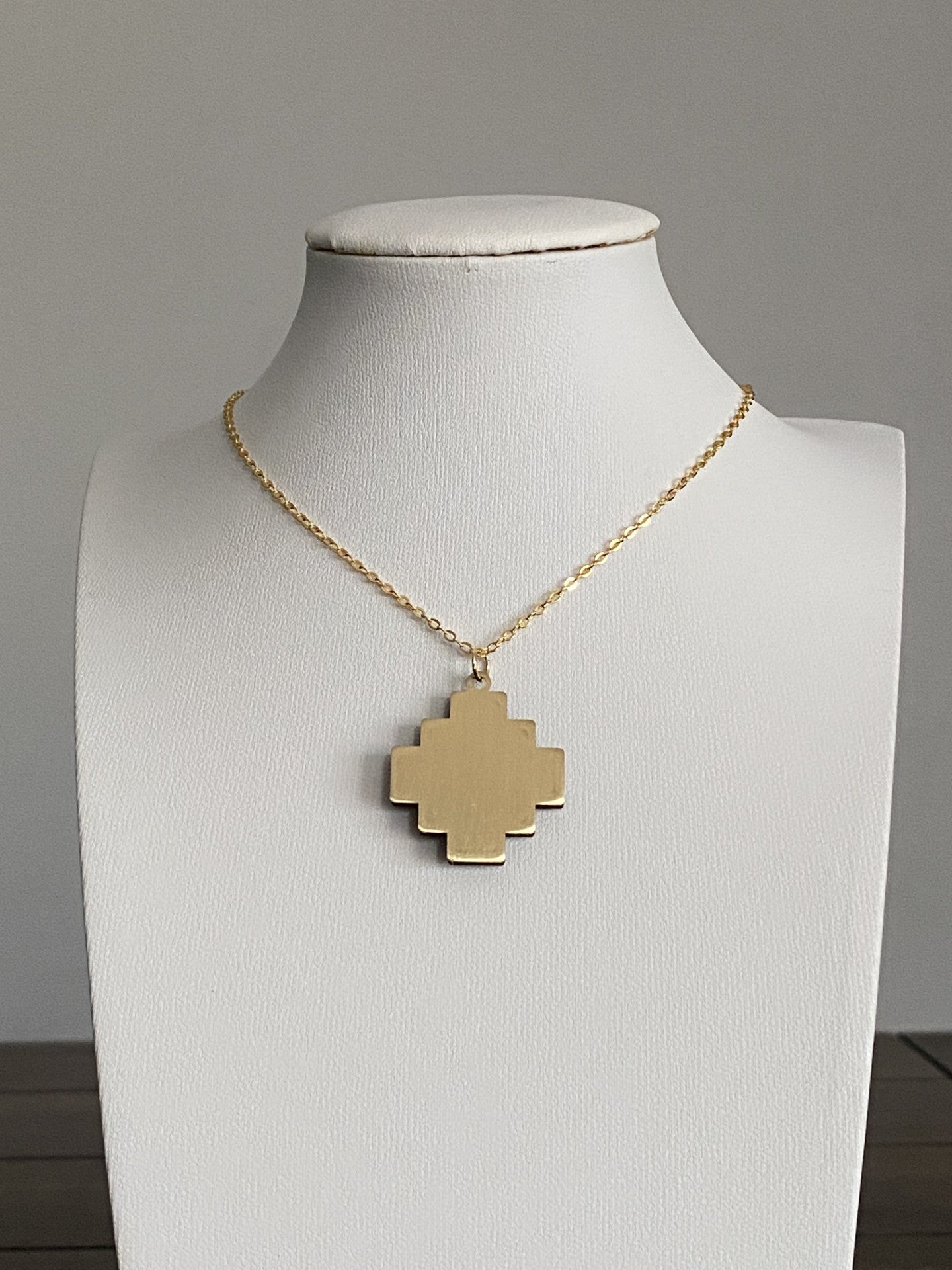 Handcrafted Brass & Wood Necklace with Colorful Resin and 16K Gold Chain