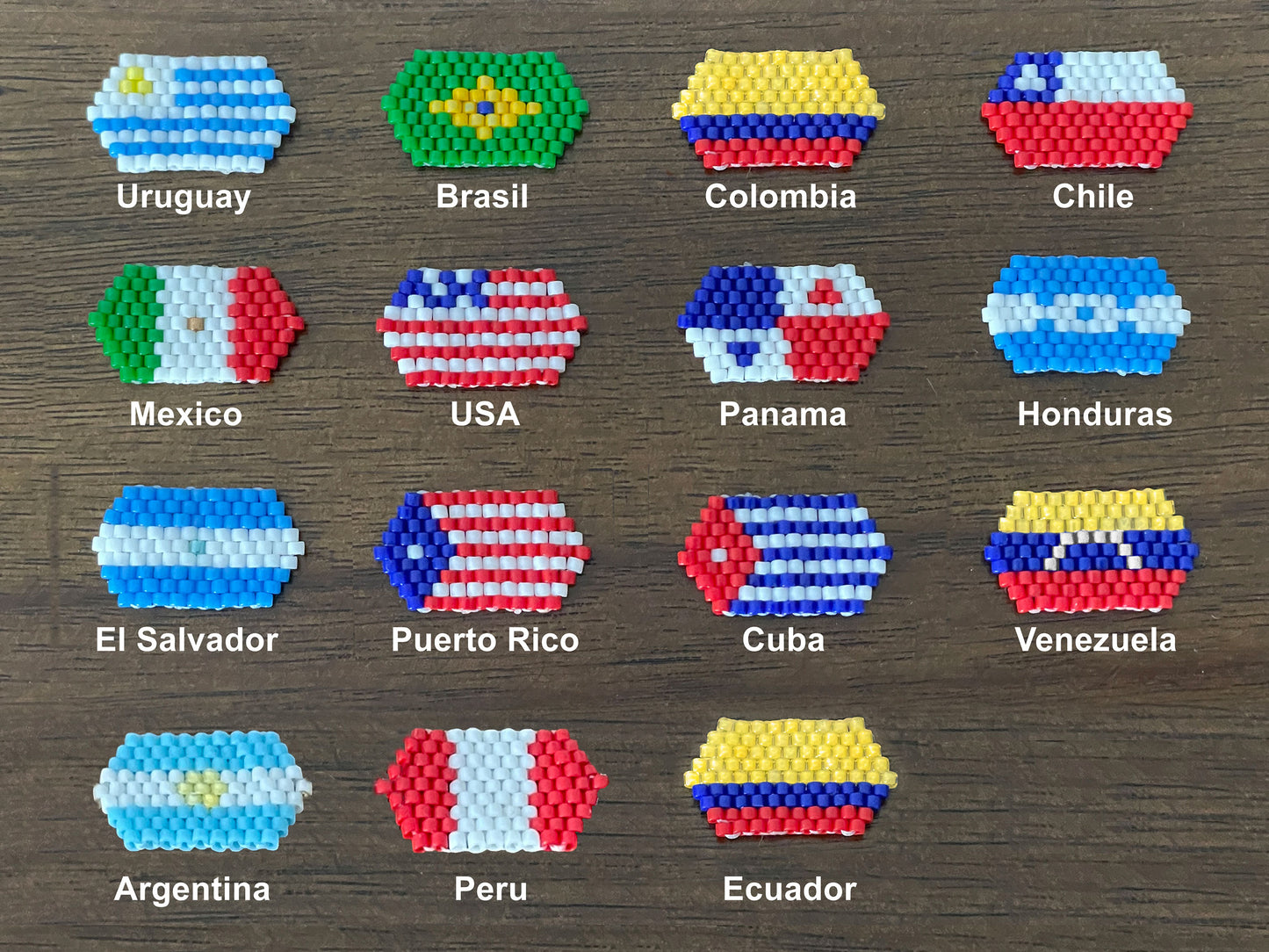 Double Country Miyuki Bead Adjustable Bracelet Flags.