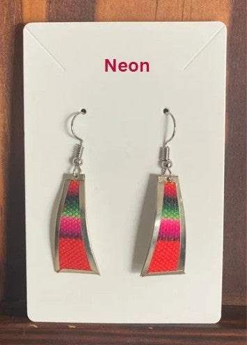 Colorful Handwoven Inka Fabric Earrings - Alpaca Silver Dangle Earrings from Cusco - Sterling Silver Hooks Available