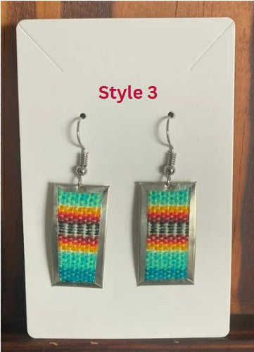 Colorful Handwoven Inka Fabric Earrings – Alpaca Silver Dangle Earrings from Cusco. Sterling Silver Hooks Available.