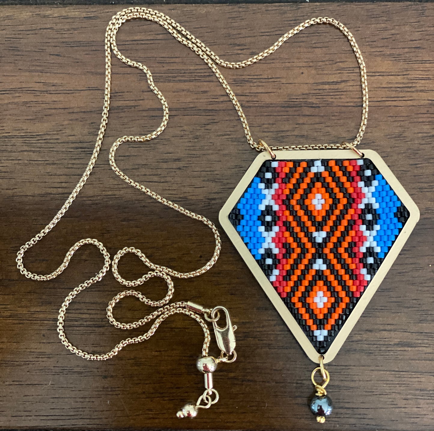 Miyuki Seed Beads Adjustable Necklace with Accent Hematite Bead