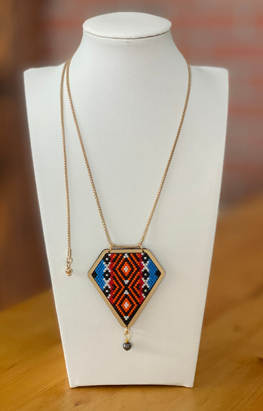 Miyuki Seed Beads Adjustable Necklace with Accent Hematite Bead