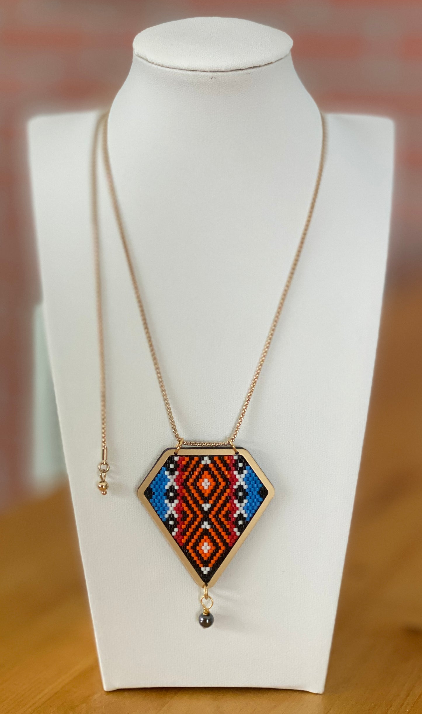 Miyuki Seed Beads Adjustable Necklace with Accent Hematite Bead