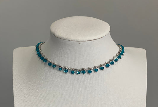 Aqua Radiance Rhodium Choker.