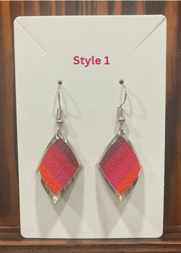 Colorful Handwoven Inka Fabric Earrings – Alpaca Silver Dangle Earrings from Cusco. Sterling Silver Hooks Available