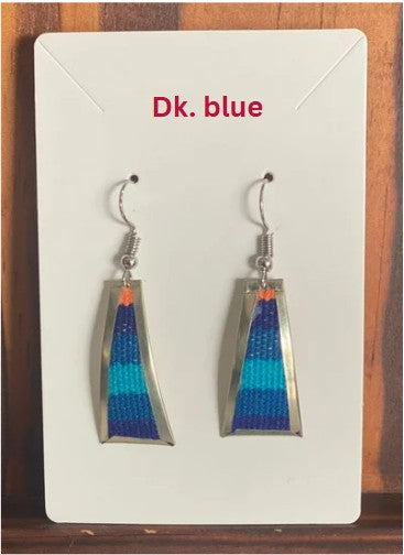 Colorful Handwoven Inka Fabric Earrings - Alpaca Silver Dangle Earrings from Cusco - Sterling Silver Hooks Available