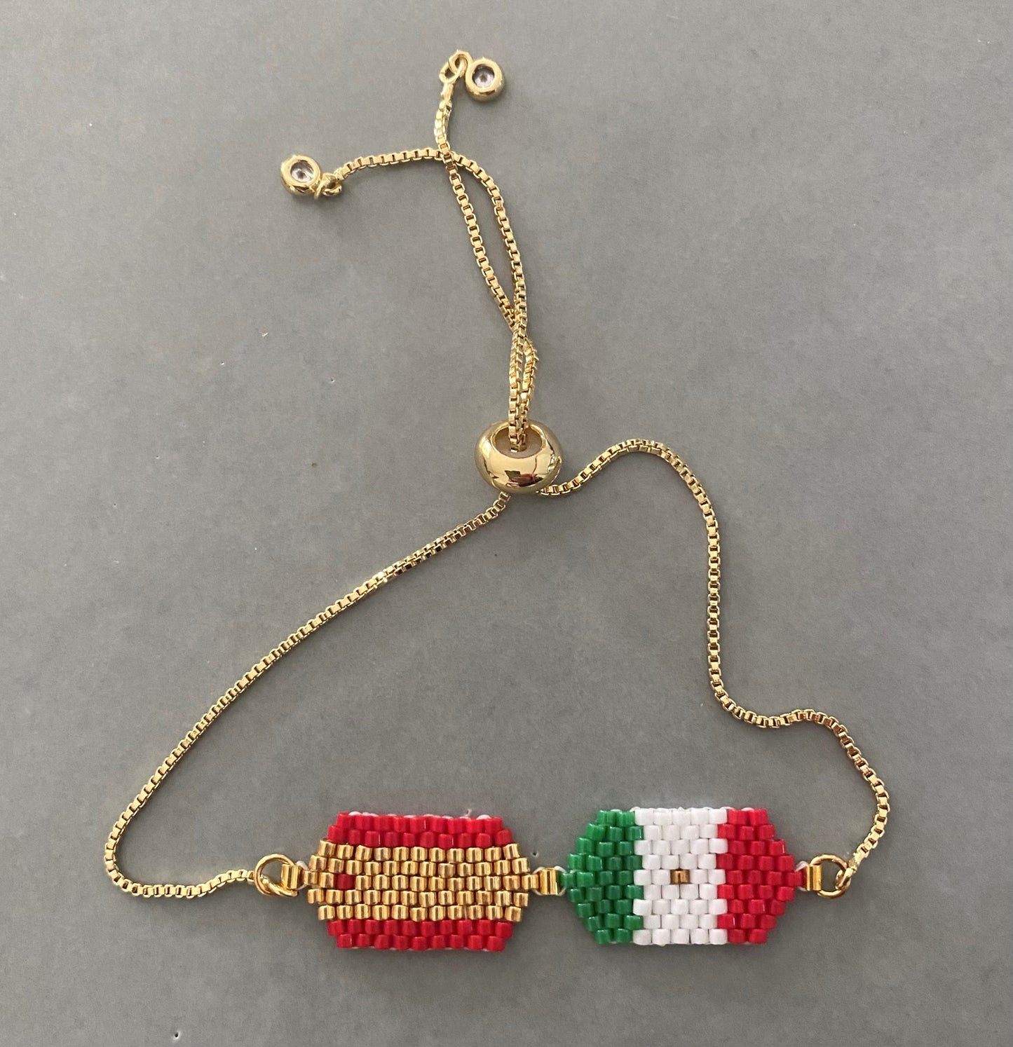 Double Country Miyuki Bead Adjustable Bracelet Flags.