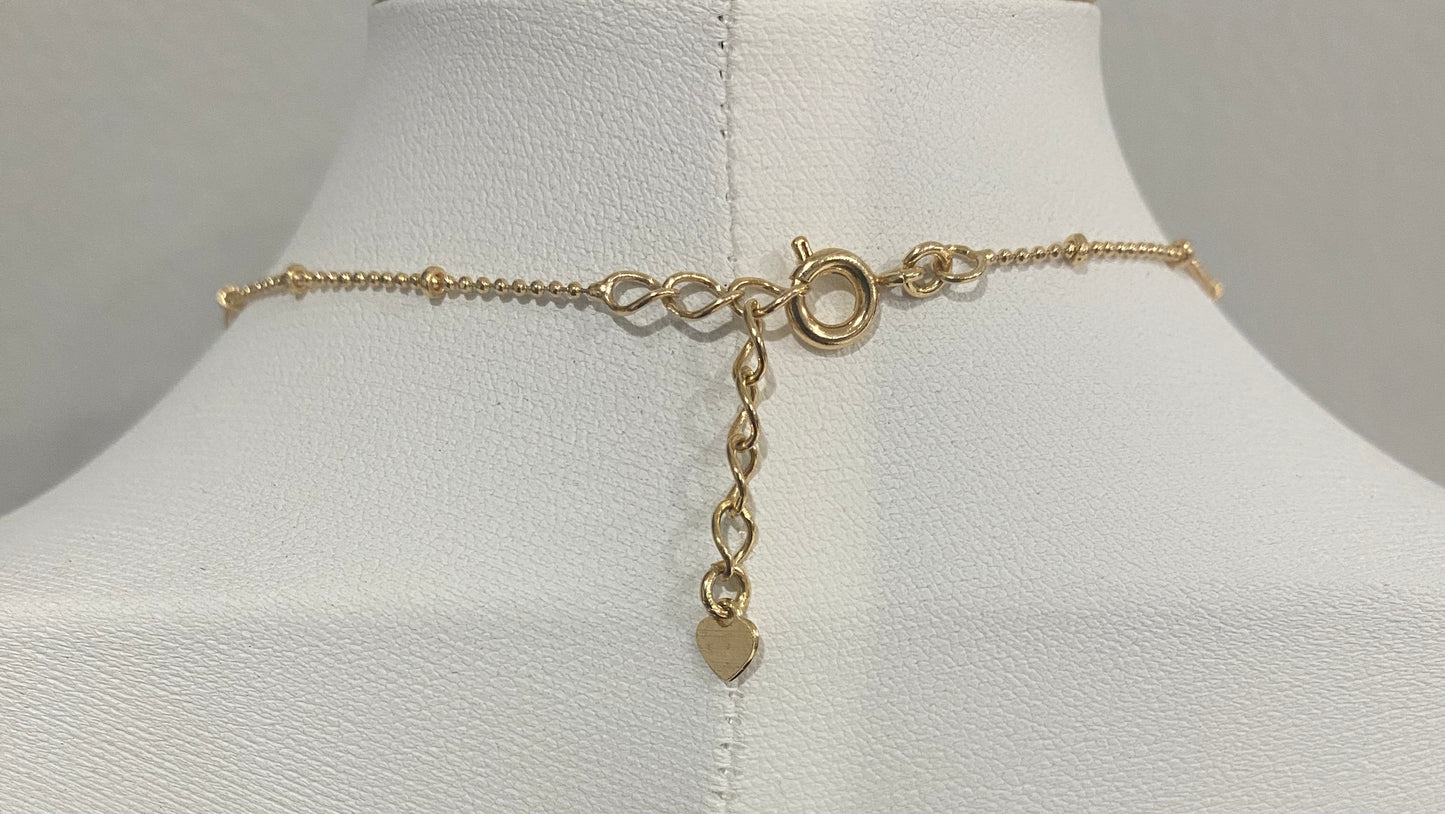 Layered Crystal Pendant Necklace – 18K Gold-Plated Beaded Chain with Box Chain Tassel (27" + 1")
