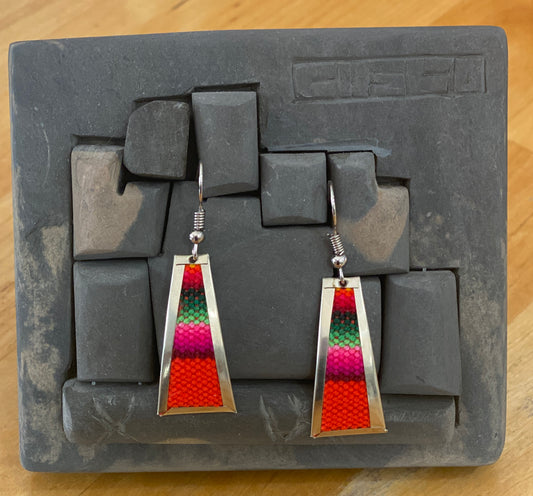 Colorful Handwoven Inka Fabric Earrings -  Alpaca Silver Dangle Earrings from Cusco - Sterling Silver Hooks Available