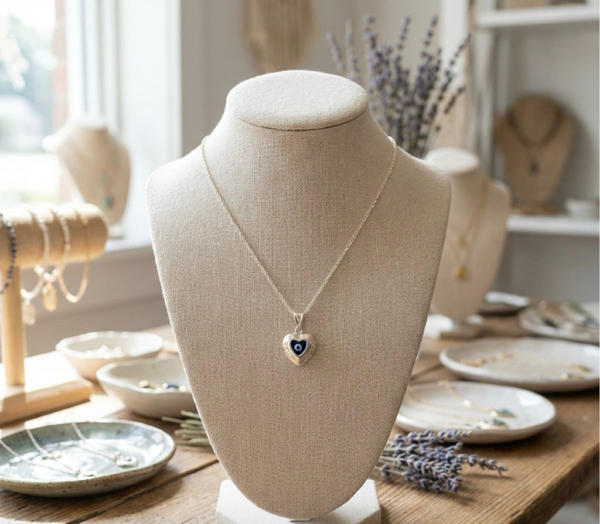 Sterling Silver Evil Eye Necklace – Protective Pendant & Chain, Spiritual Jewelry