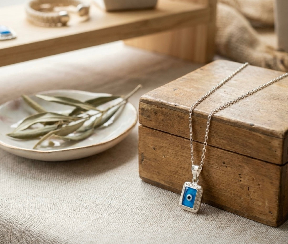 Sterling Silver Evil Eye Necklace – Protective Pendant & Chain, Spiritual Jewelry