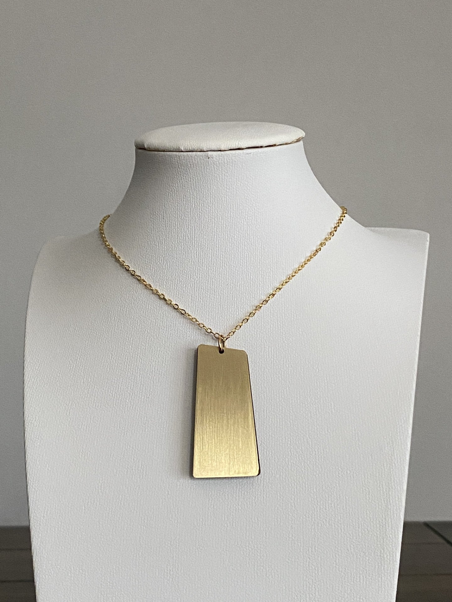 Artisan Brass and Laser Cut Wood Resin Necklace with 16K Gold