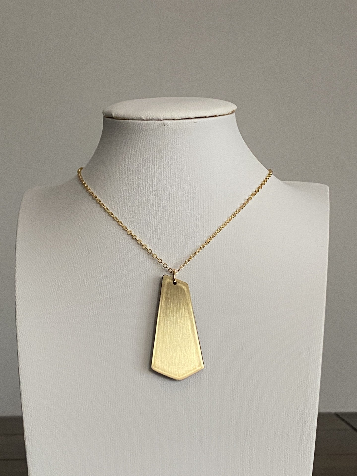 Handmade Brass and Wood Necklace with Hand-Painted Resin, 16K Gold Chain