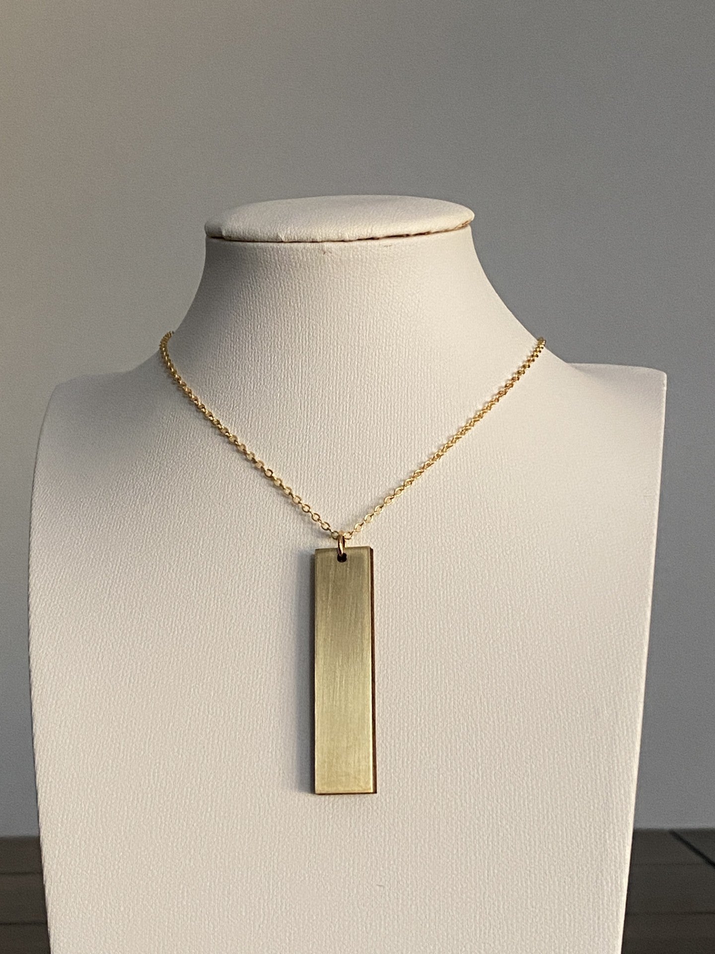 Handmade Brass and Wood Necklace with Hand-Painted Resin, 16K Gold Chain