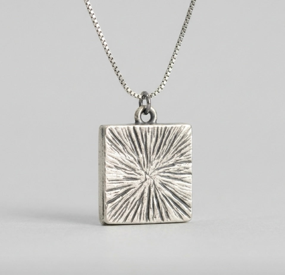 Handmade Resin Art Necklace in Alloy Bezel – 18” Adjustable Rhodium-Plated Chain – Choose Your Design