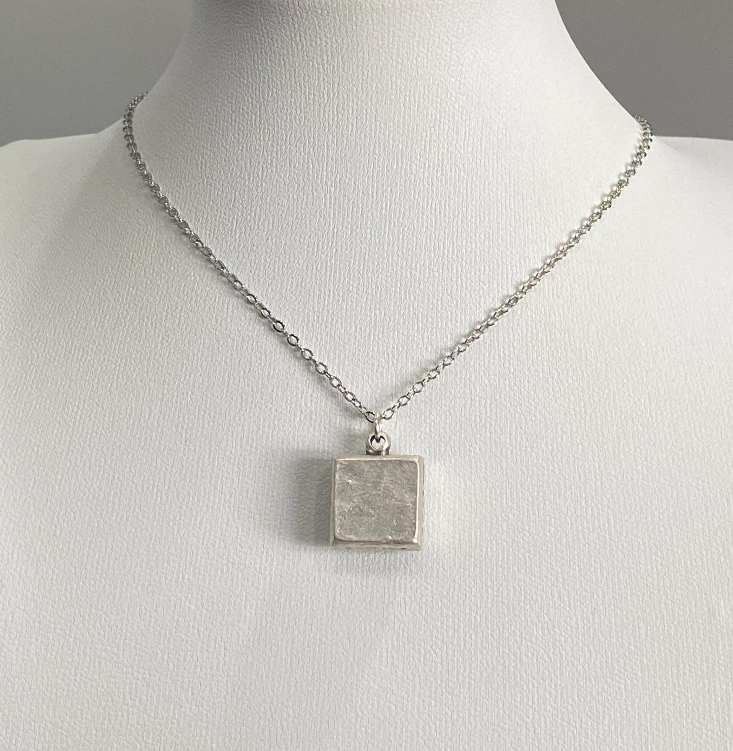 Love Resin Pendant Necklace – Alloy Bezel – 18” Adjustable Rhodium Chain
