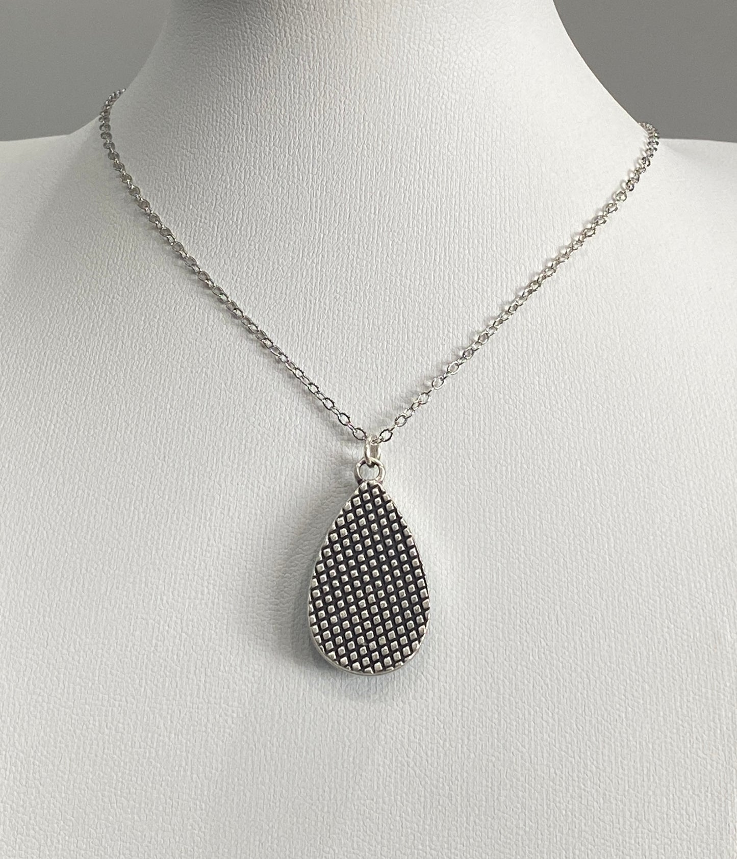 Teardrop Natural Stone Pendant Necklace – Wild Horse or Arizona Turquoise – 18” Rhodium Chain