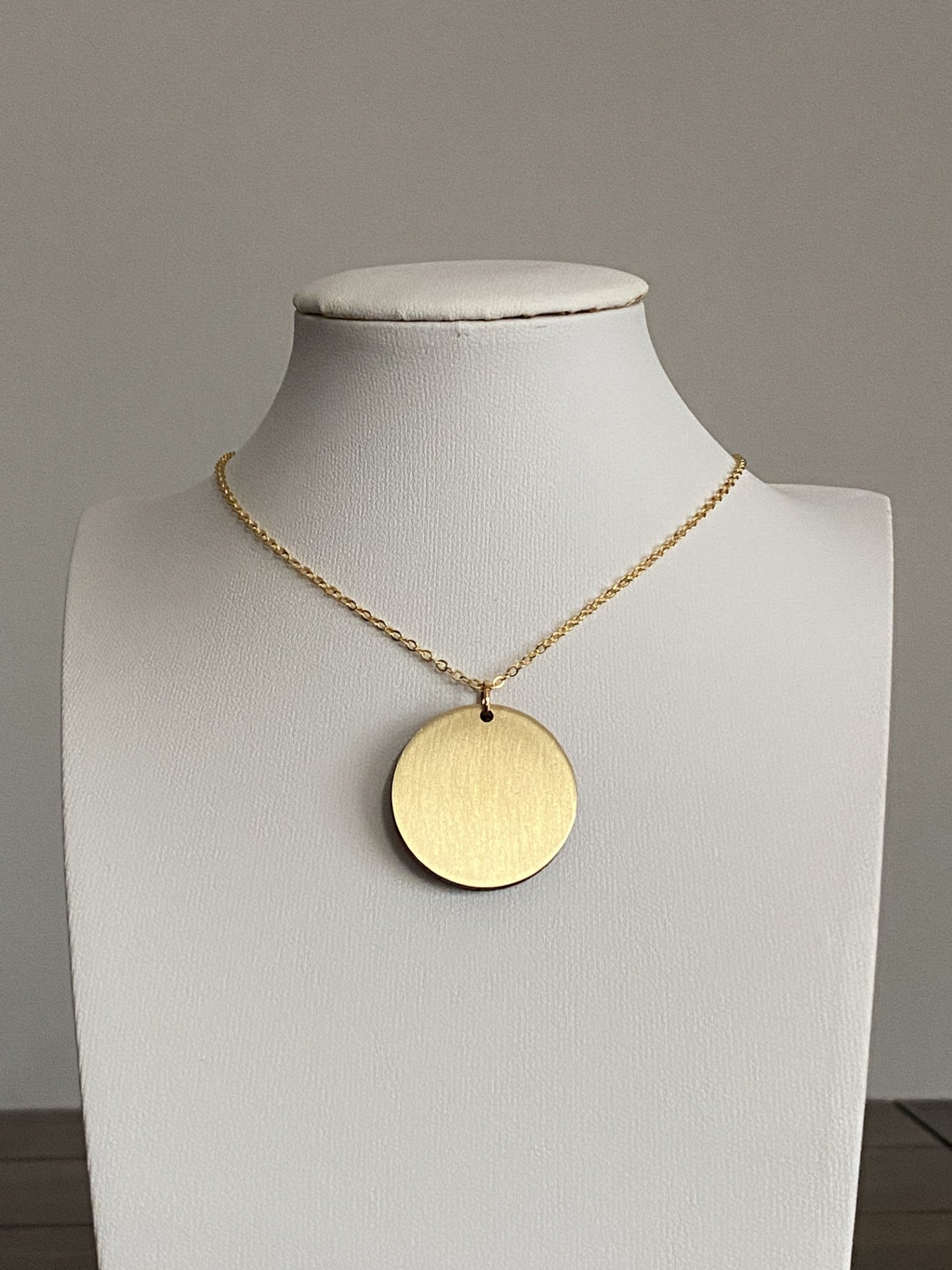 Handmade Brass and Wood Necklace with Hand-Painted Resin, 16K Gold Chain