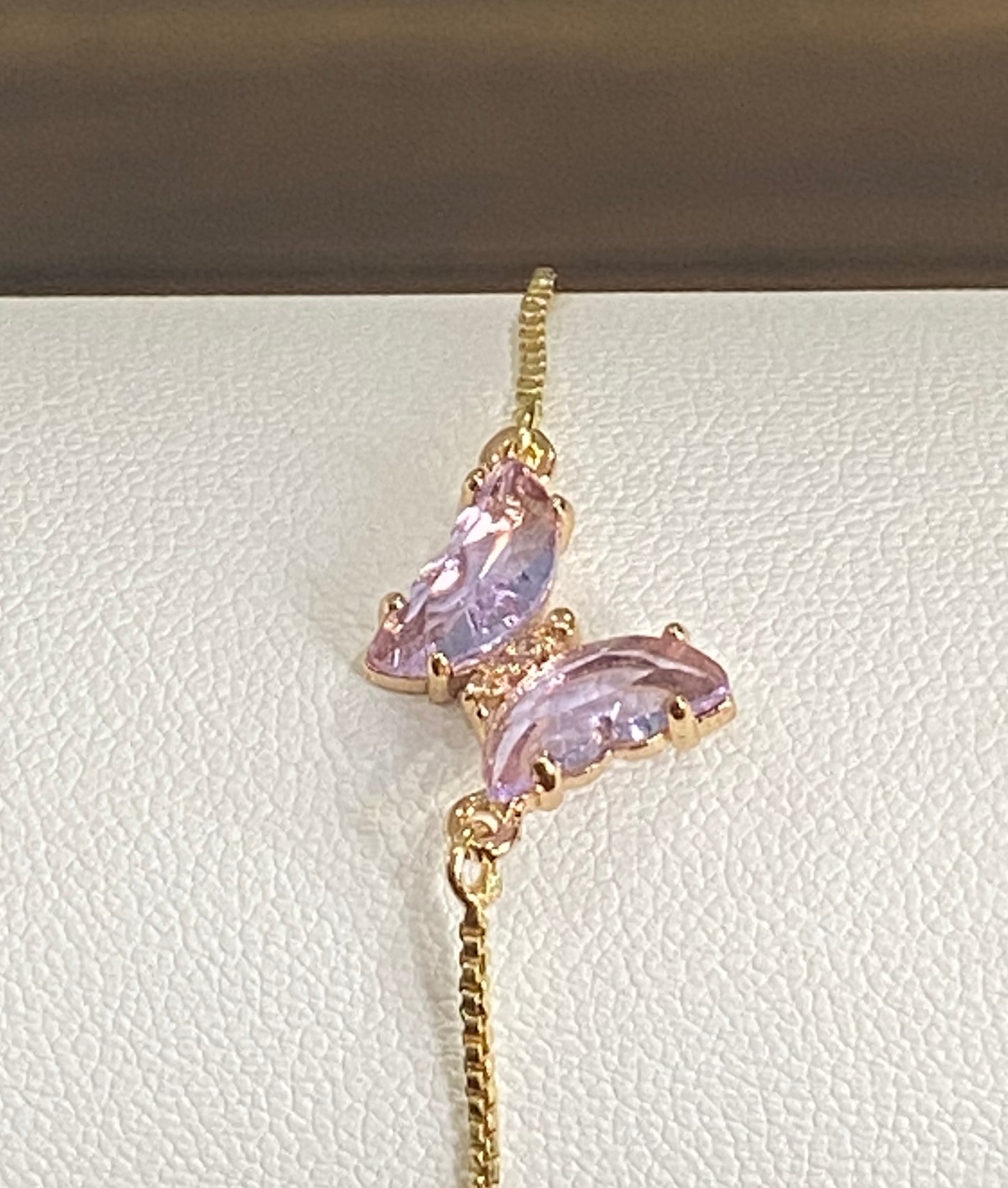 Gold Plated Adjustable Charm Bracelet – Glass & Butterfly Designs (5 Styles Available)