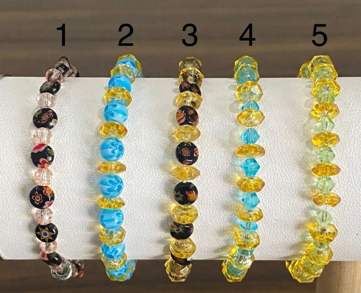 Murano Crystal Beaded Stretch Bracelets – Colorful Handmade Jewelry