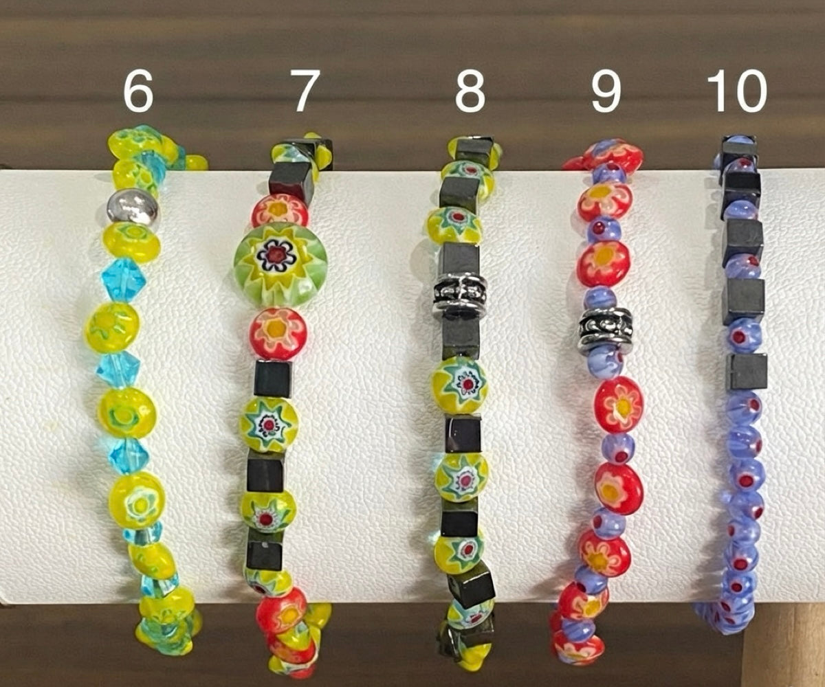 Murano Crystal Beaded Stretch Bracelets – Colorful Handmade Jewelry