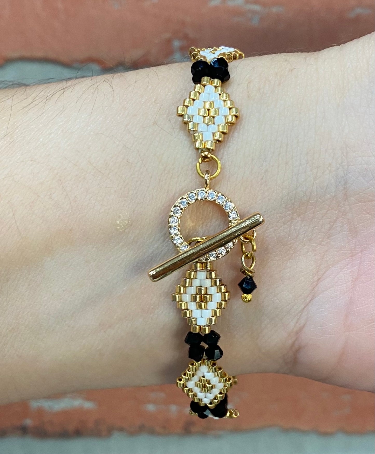 Rhombus shaped Miyuki beads bracelet