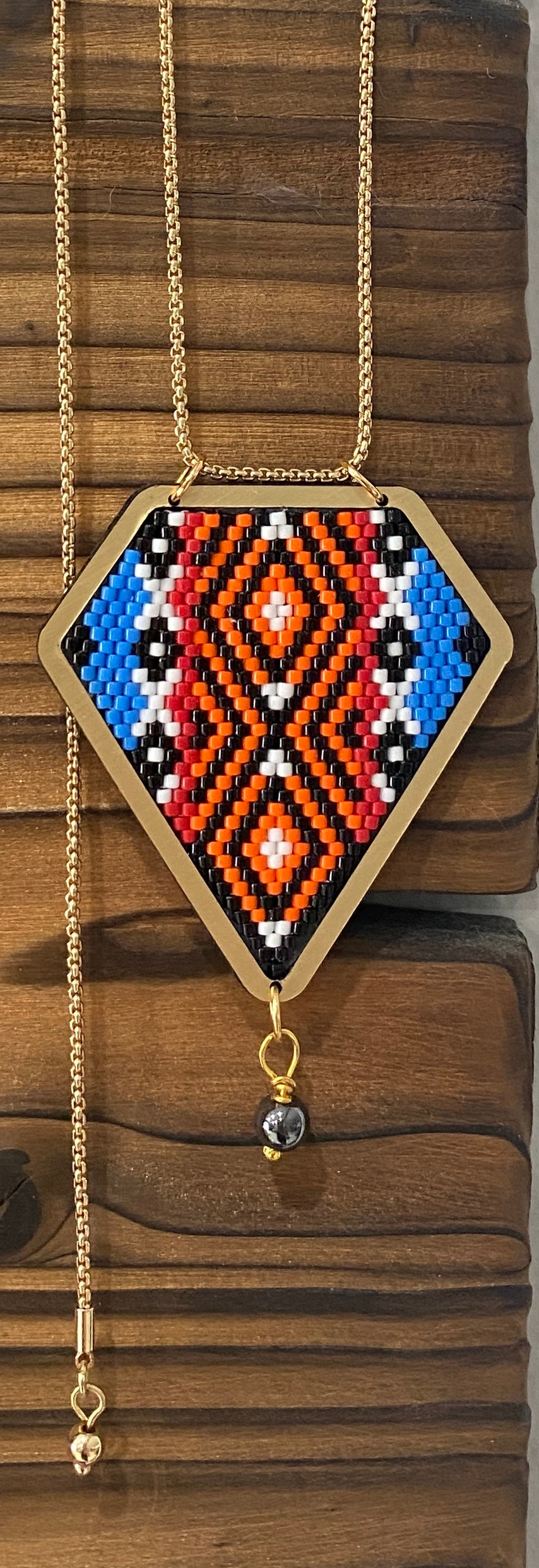 Miyuki Seed Beads Adjustable Necklace with Accent Hematite Bead